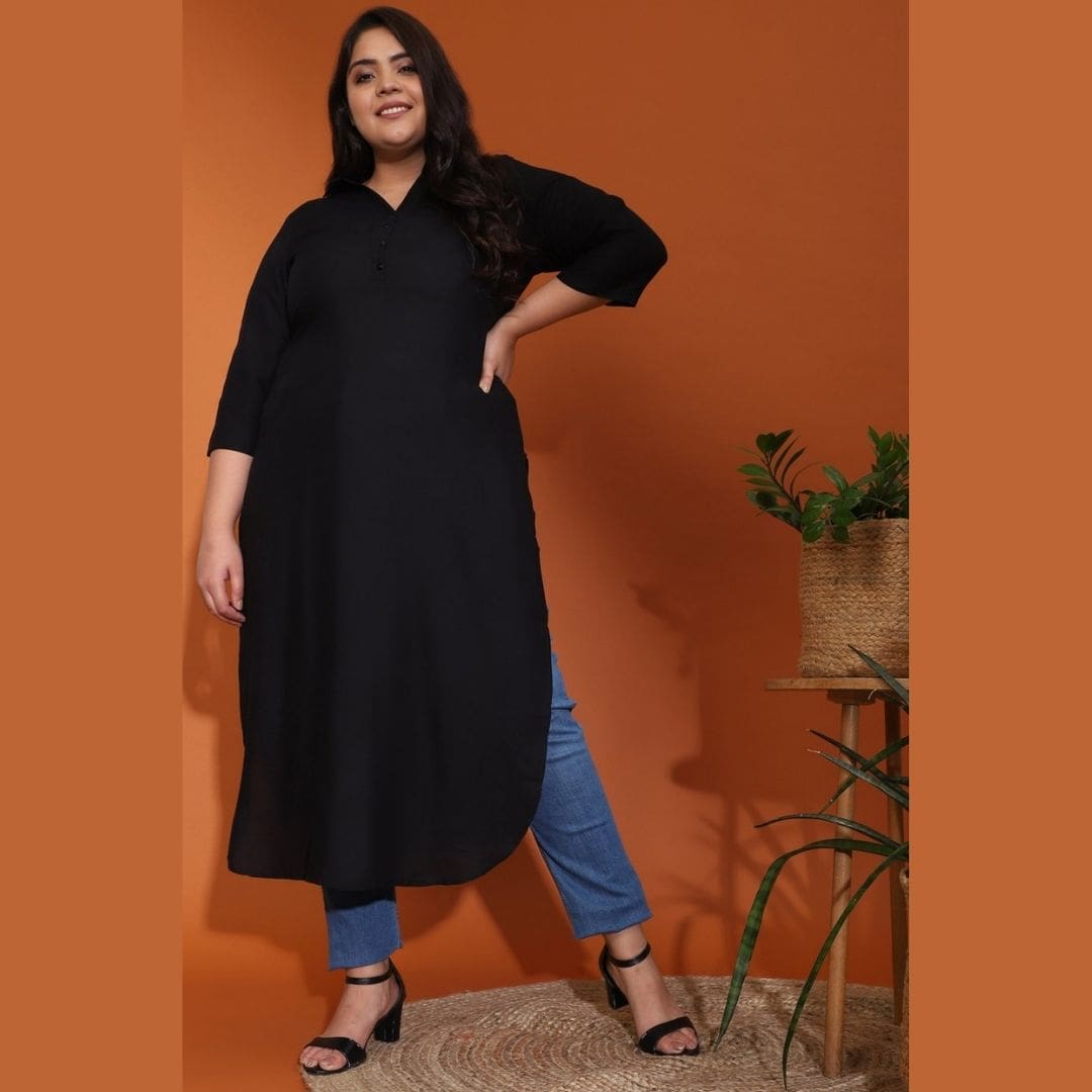 Elinekart Cotton Silk Designer Wear Lining Straight Tops Kurtis for Girl Women  Black Small : Amazon.in: Fashion